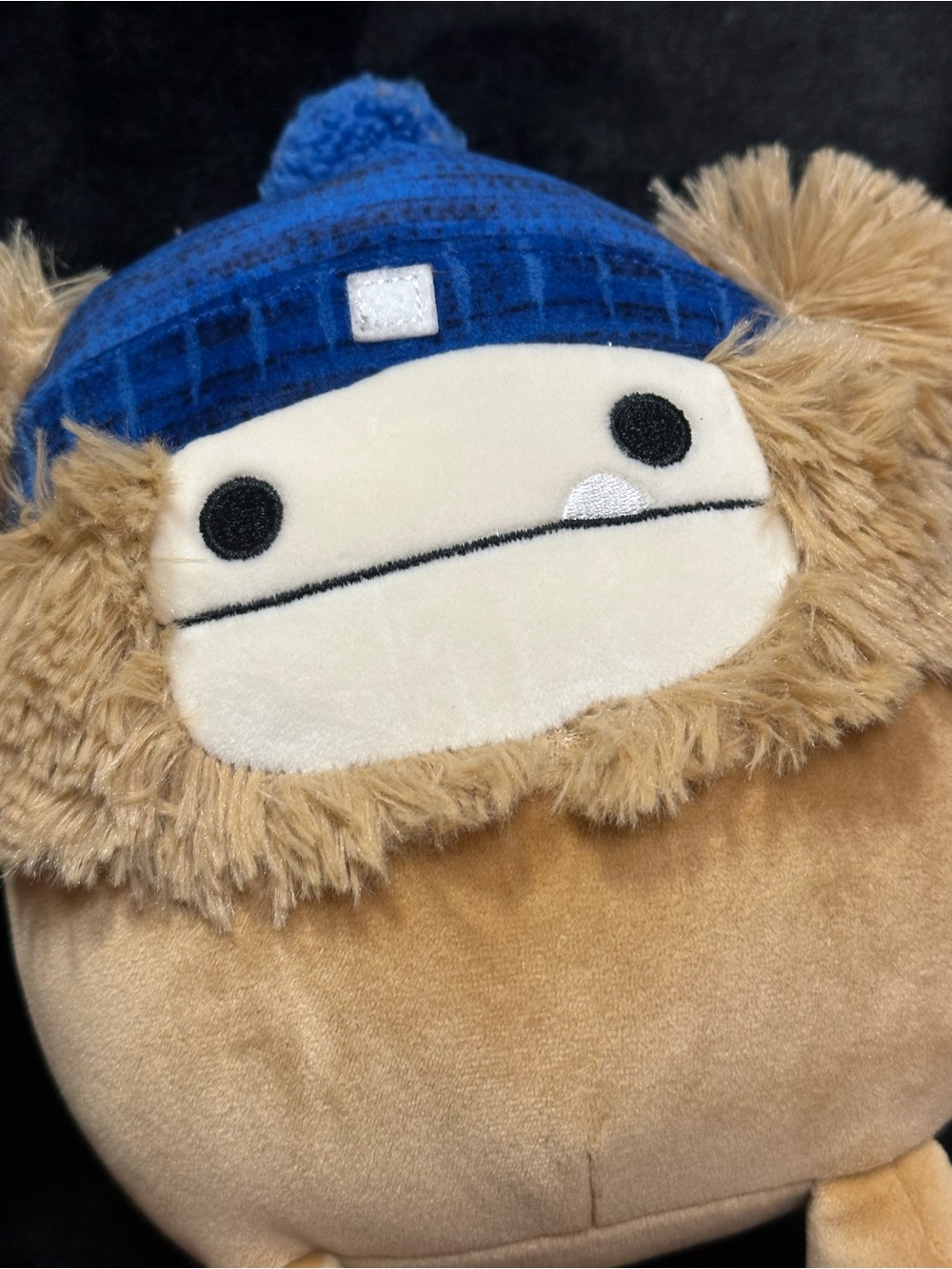 Squishmallow Plush Brown Bigfoot Blue Beanie Hat Stuffed Animal Cute Collectible - Picture 4 of 8